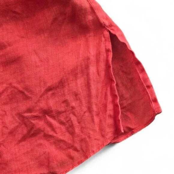 Lauren Ralph Lauren Womens 3X Embroidered Linen Tunic Top Long Sleeve Split Neck - Picture 5 of 7